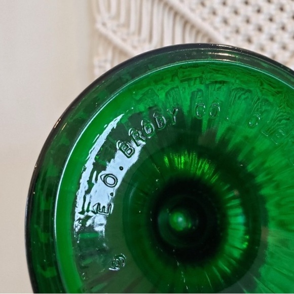 E.O. Brody Green Glass Set of Three Collectible Fishbowl/Footed Vase/Spiral Bowl - Picture 6 of 13